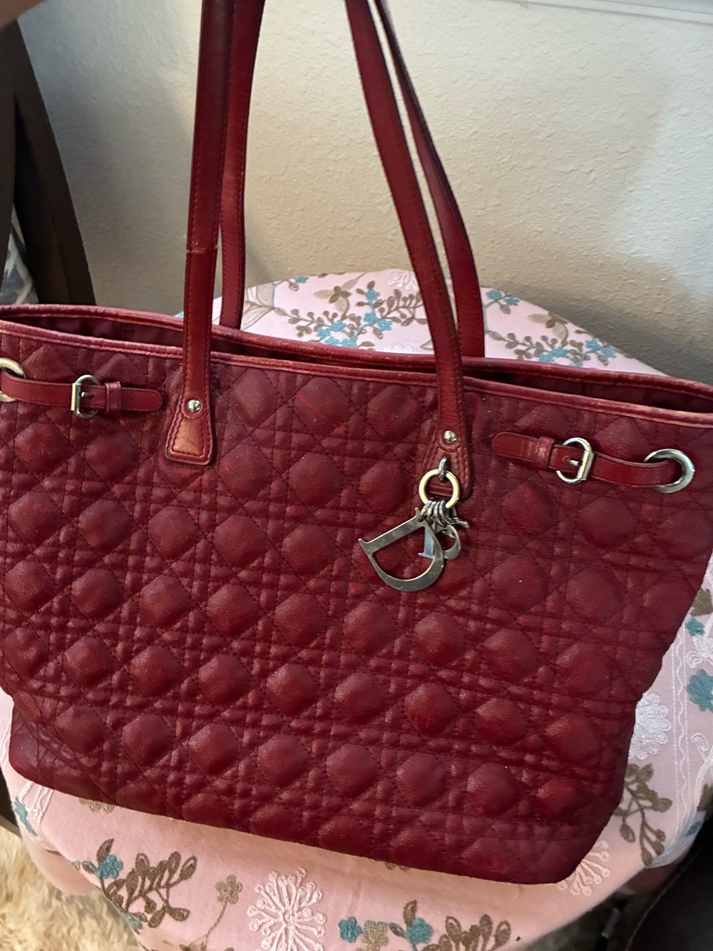 Christian Dior Large Panarea Tote Red Cannage Quilted Leather